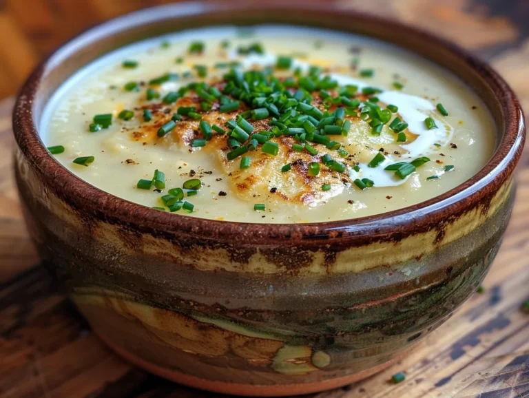 Bowl of Delicious Cheddar Garlic Herb Potato Soup