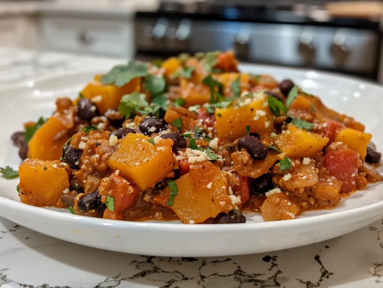Butternut Squash and Black Bean Enchilada Skillet