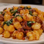 Butternut Squash Gnocchi with Sausage on a Plate