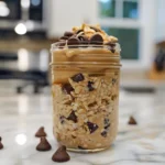 Close-up of Cookie Dough Overnight Oats in a Jar