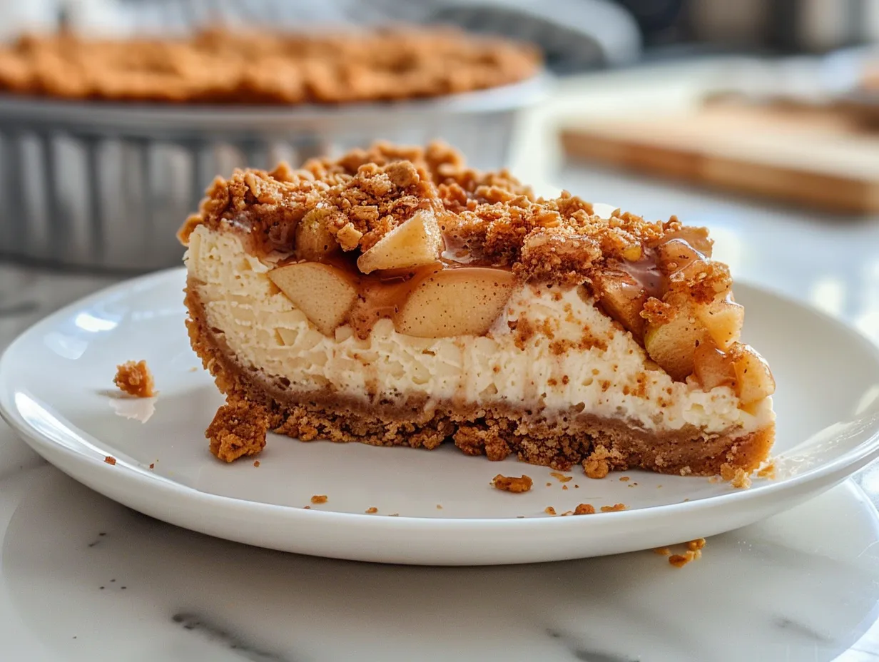 Delicious Apple Crisp Cheesecake ready to eat