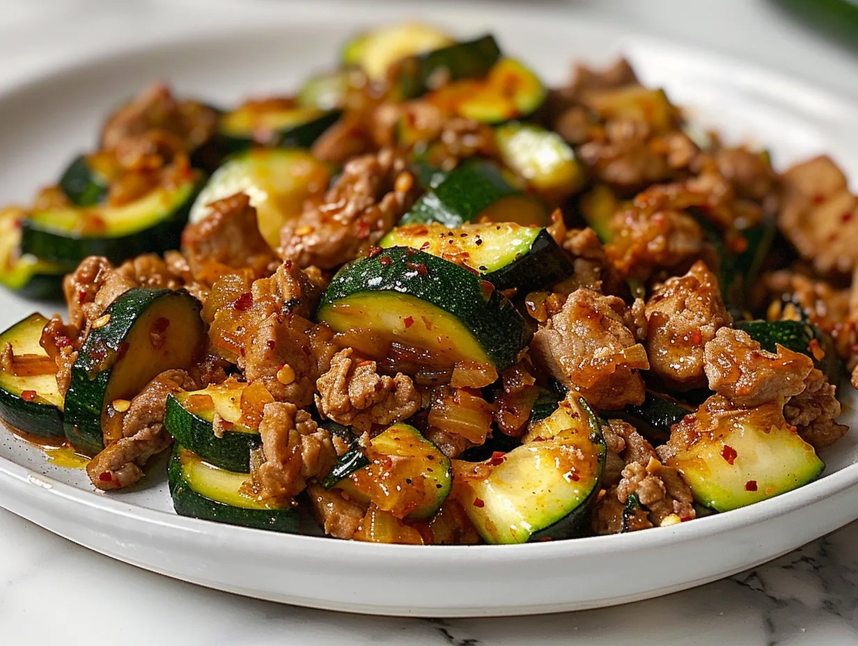 Delicious Low Carb Turkey Zucchini Skillet served in a skillet