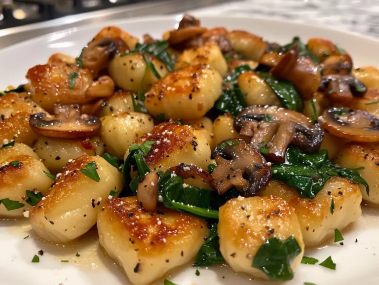 Delicious One-Pan Gnocchi with Spinach and Mushrooms