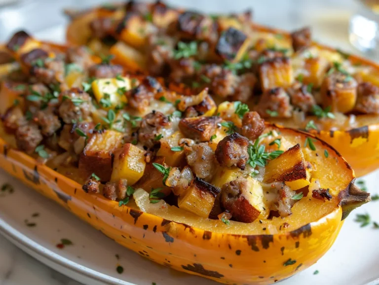 Delicious Sausage and Apple Stuffed Honeynut Squash