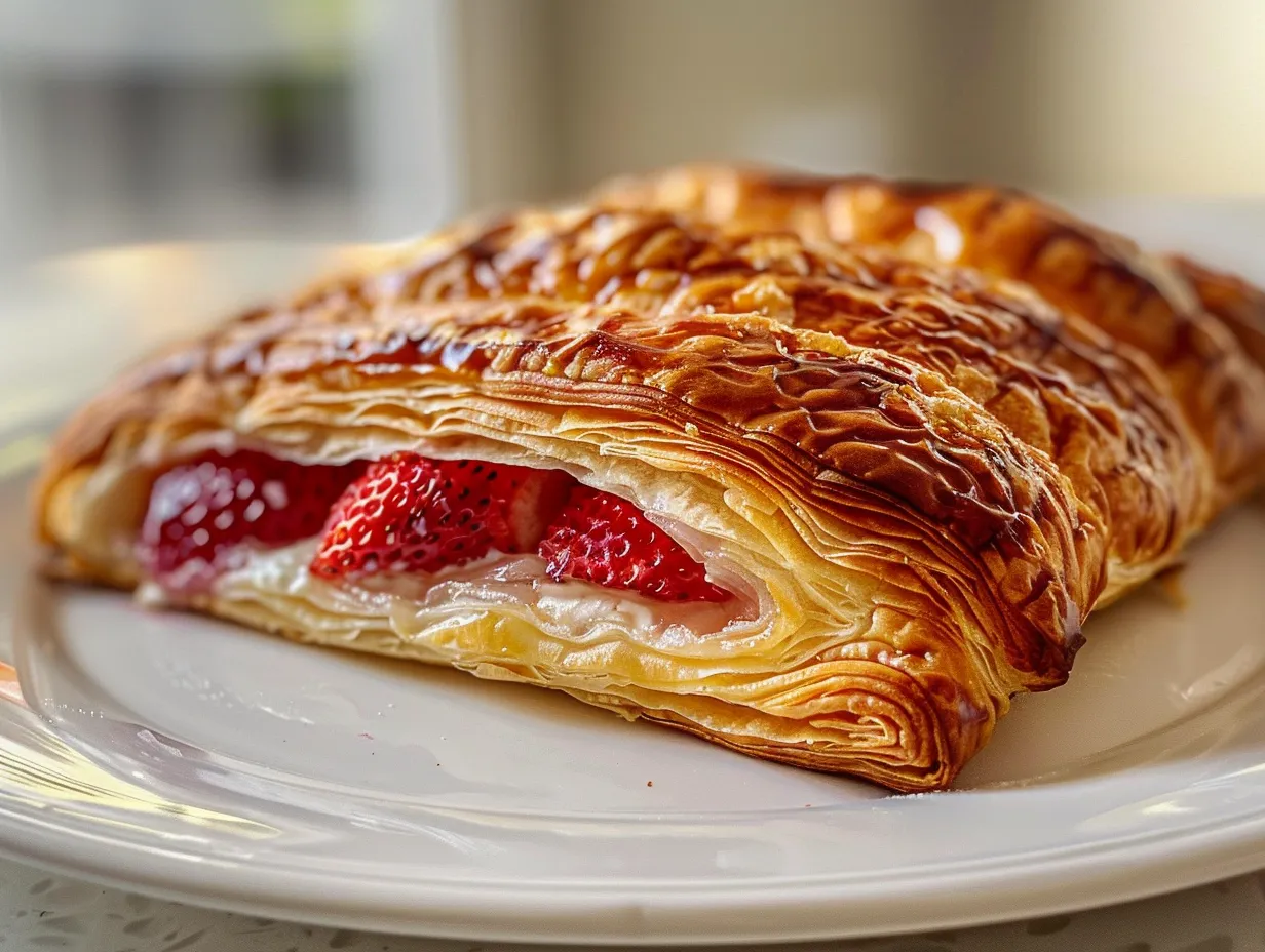 Delicious fresh-baked Strawberry Danish with Cream Cheese