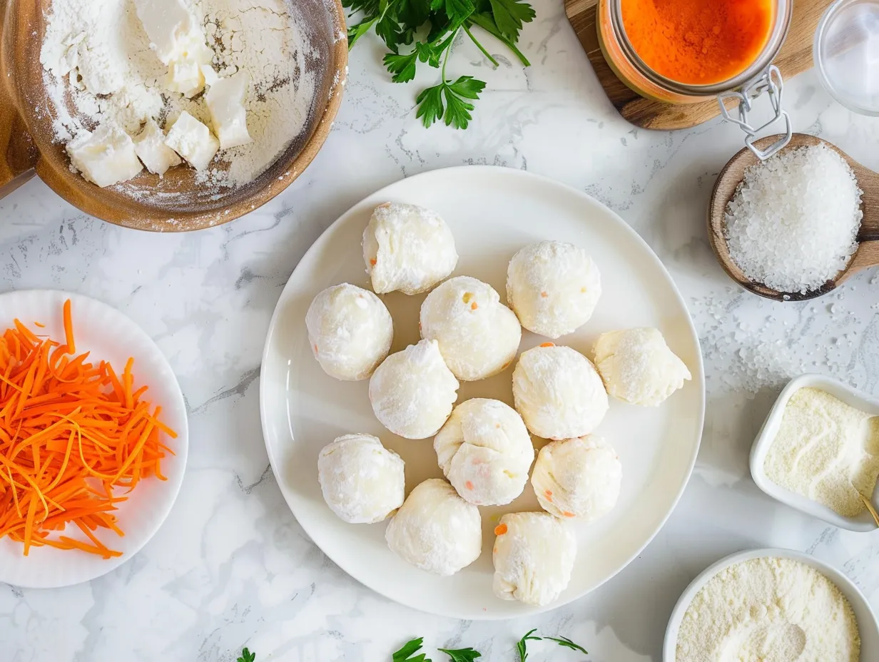 Fresh ingredients including crescent rolls, mixed vegetables, and cheese for making Cheesy Veggie Crescent Bites