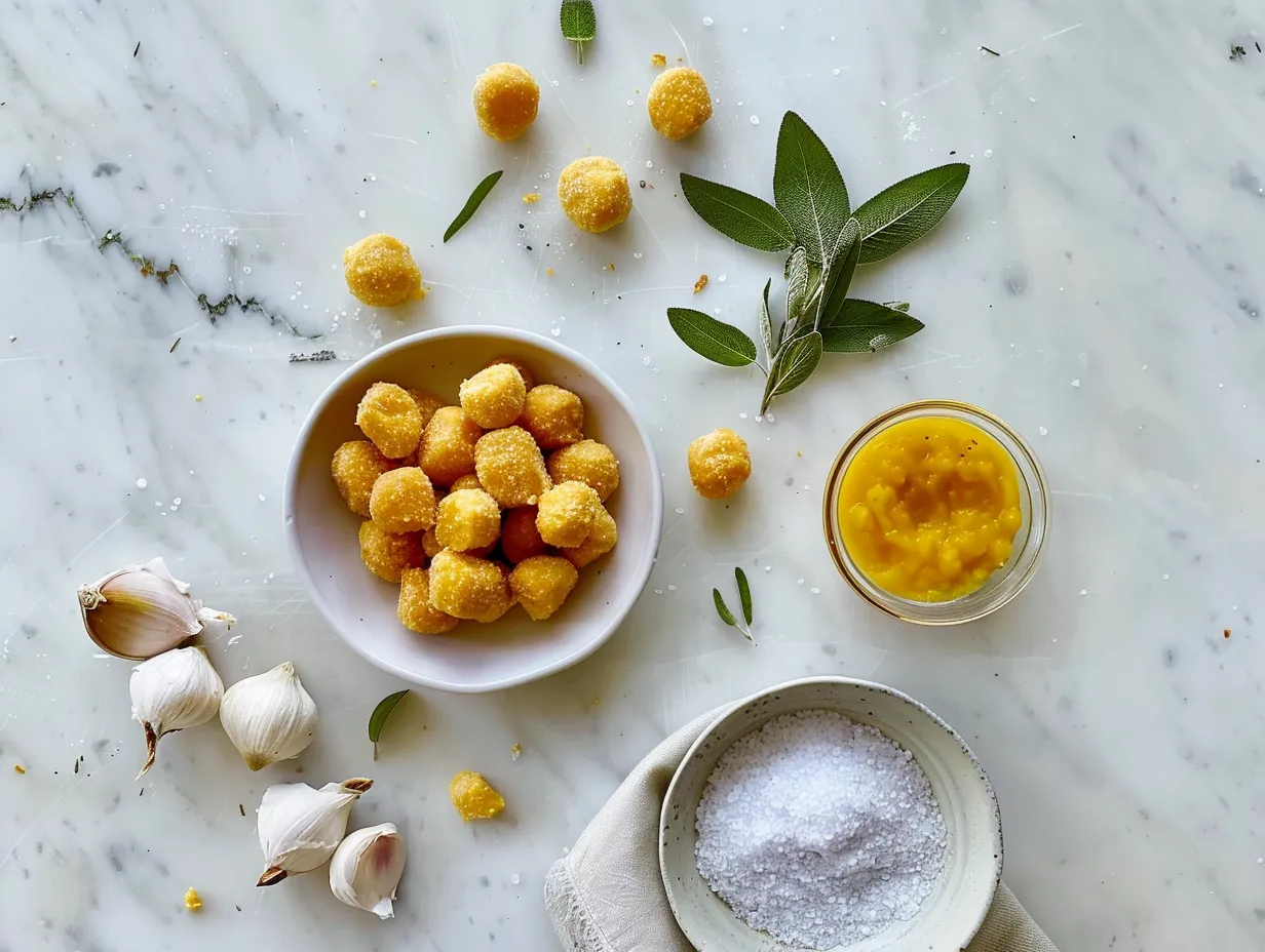 Ingredients for making homemade butternut squash tots, including butternut squash, panko breadcrumbs, parmesan cheese, egg, and spices.