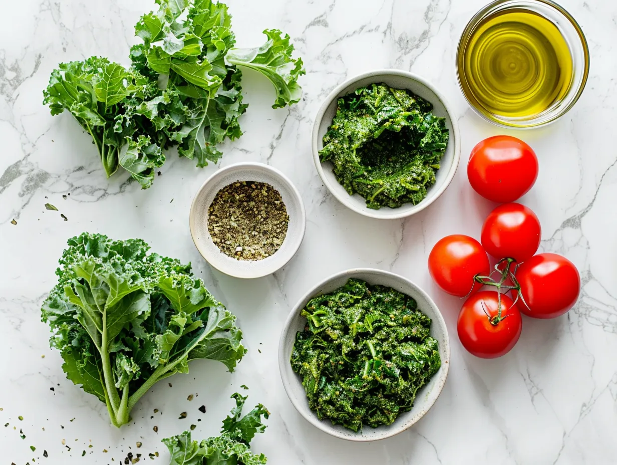 Ingredients needed to make Garlicky Kale Pesto Pizza