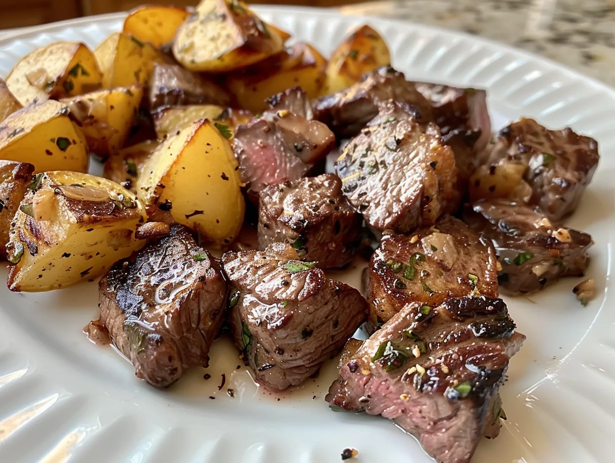 Mouthwatering Garlic Steak Bites and Potatoes