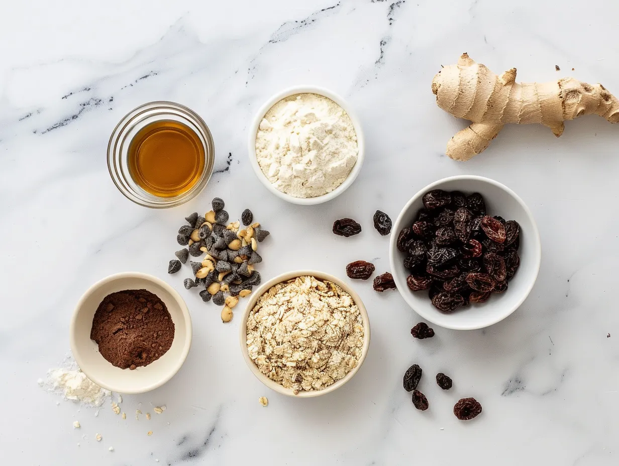 Ingredients for making Oatmeal Raisin Cookies