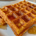 Vegan Sweet Potato Waffles with Syrup