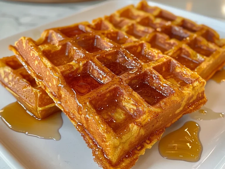 Vegan Sweet Potato Waffles with Syrup