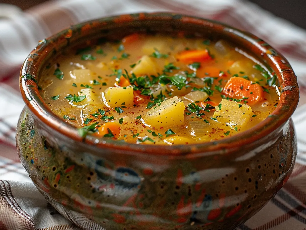 A warm and comforting bowl of Italian Penicillin Soup garnished with parsley