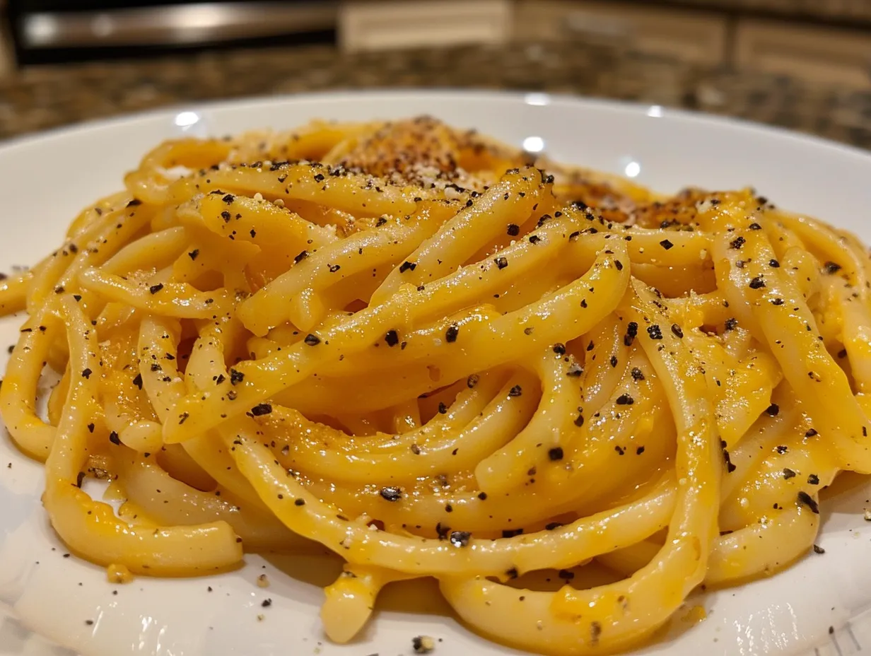 Warm and inviting bowl of honeynut squash pasta