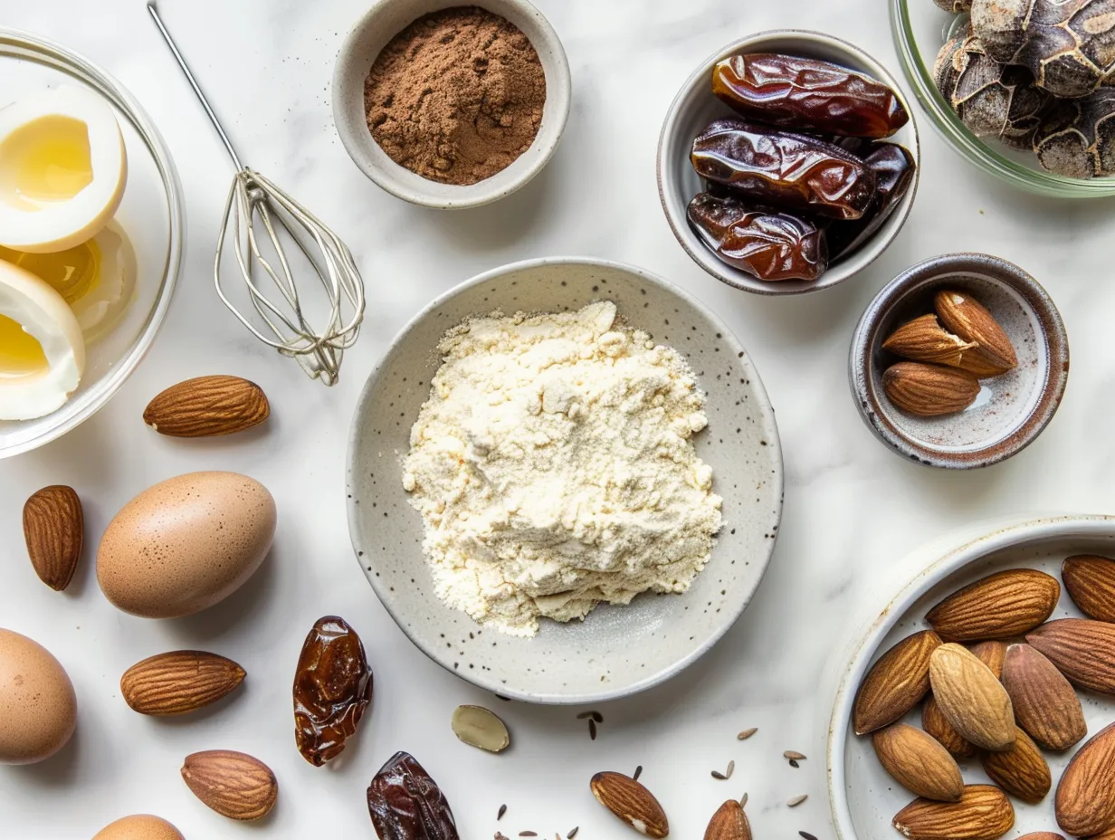 Ingredients for making Almond Medjool Date Tart