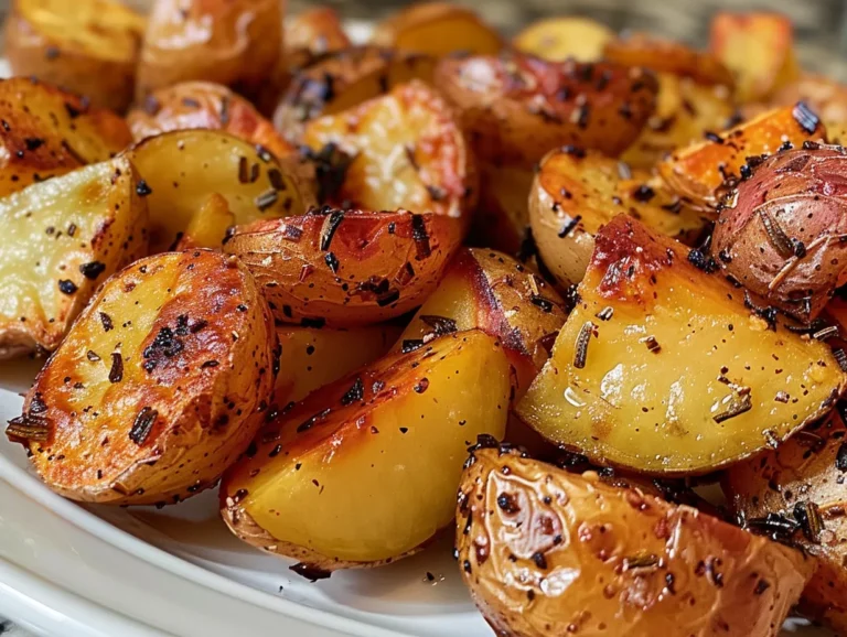 Appetizing Roasted Red Potatoes on a Rustic Wooden Board