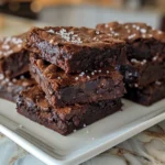 Close up shot of stacked Keto Brownies