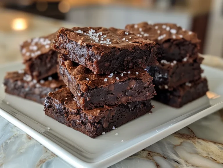 Close up shot of stacked Keto Brownies