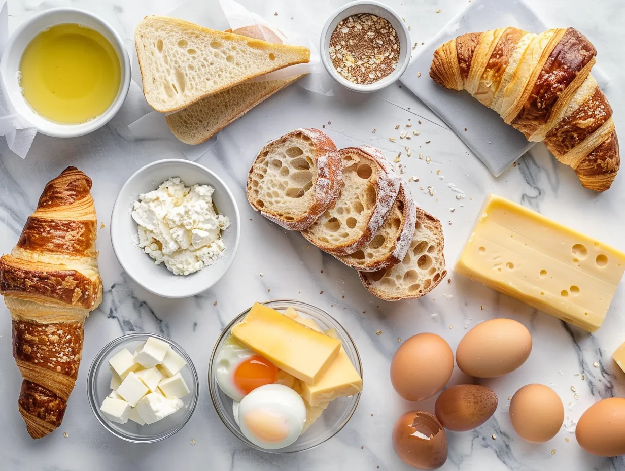 Ingredients for making Croissant Breakfast Sandwiches