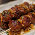 Delicious Bowtie Pasta Meatball Skewers