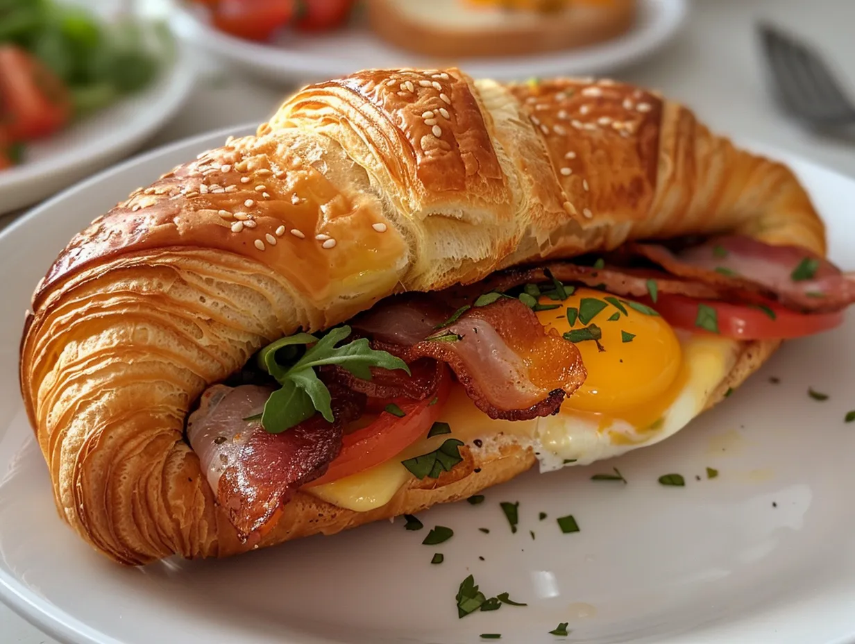 Delicious Croissant Breakfast Sandwich