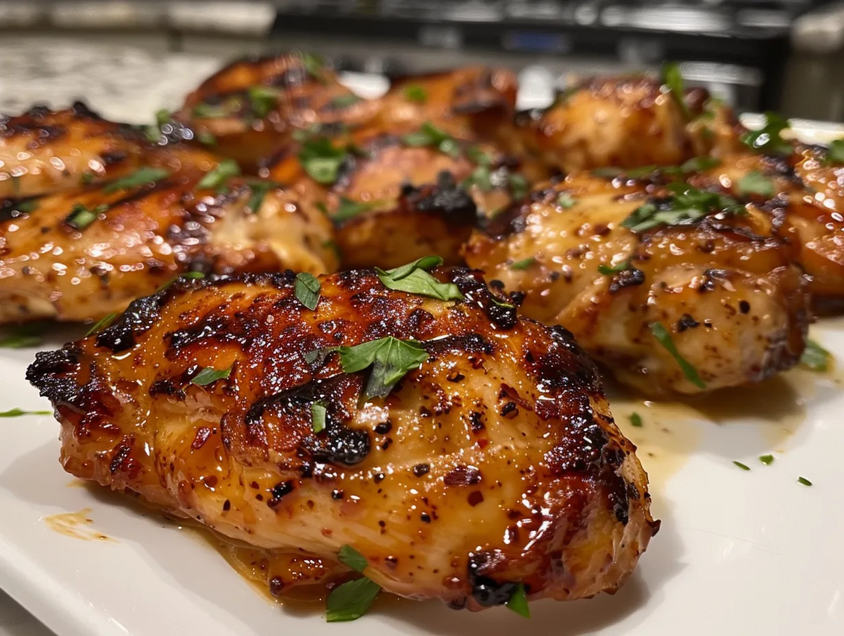 Delicious deviled chicken thighs on a plate