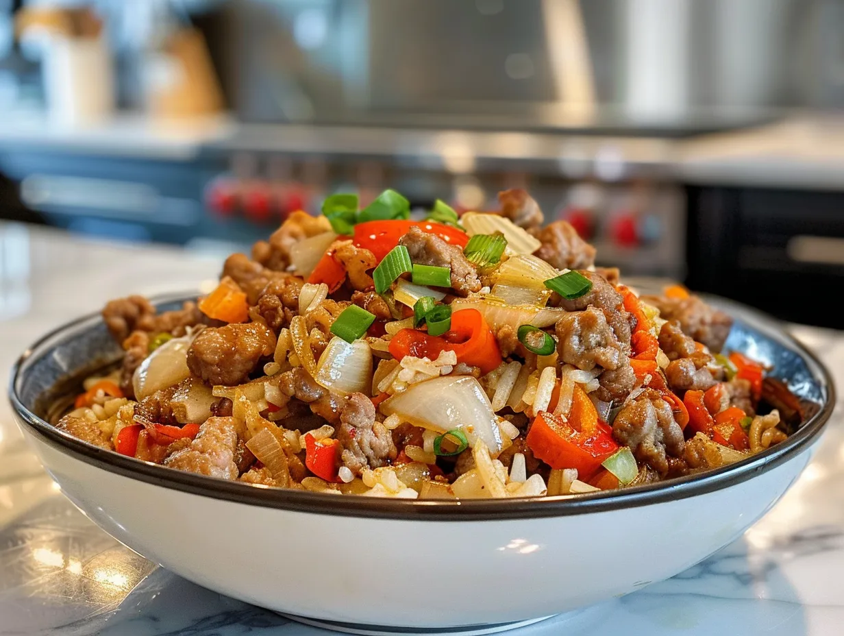 Deliciously prepared Egg Roll in a Bowl
