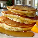 Delicious Lemon Poppy Seed Pancakes Stack