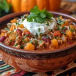 Hearty Bowl of Turkey Pumpkin Chili