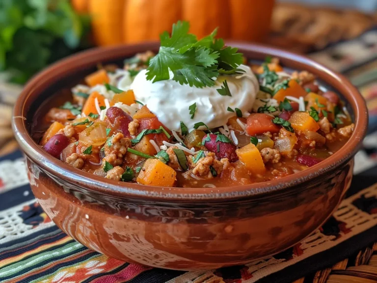 Hearty Bowl of Turkey Pumpkin Chili