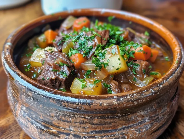 Hearty Guinness Beef Stew in a Rustic Bowl