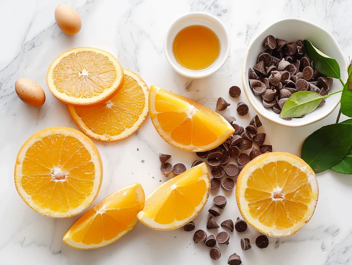 Key ingredients: heavy cream, sugar, bittersweet chocolate, orange juice, orange zest, Grand Marnier, and sea salt for Chocolate Orange Posset