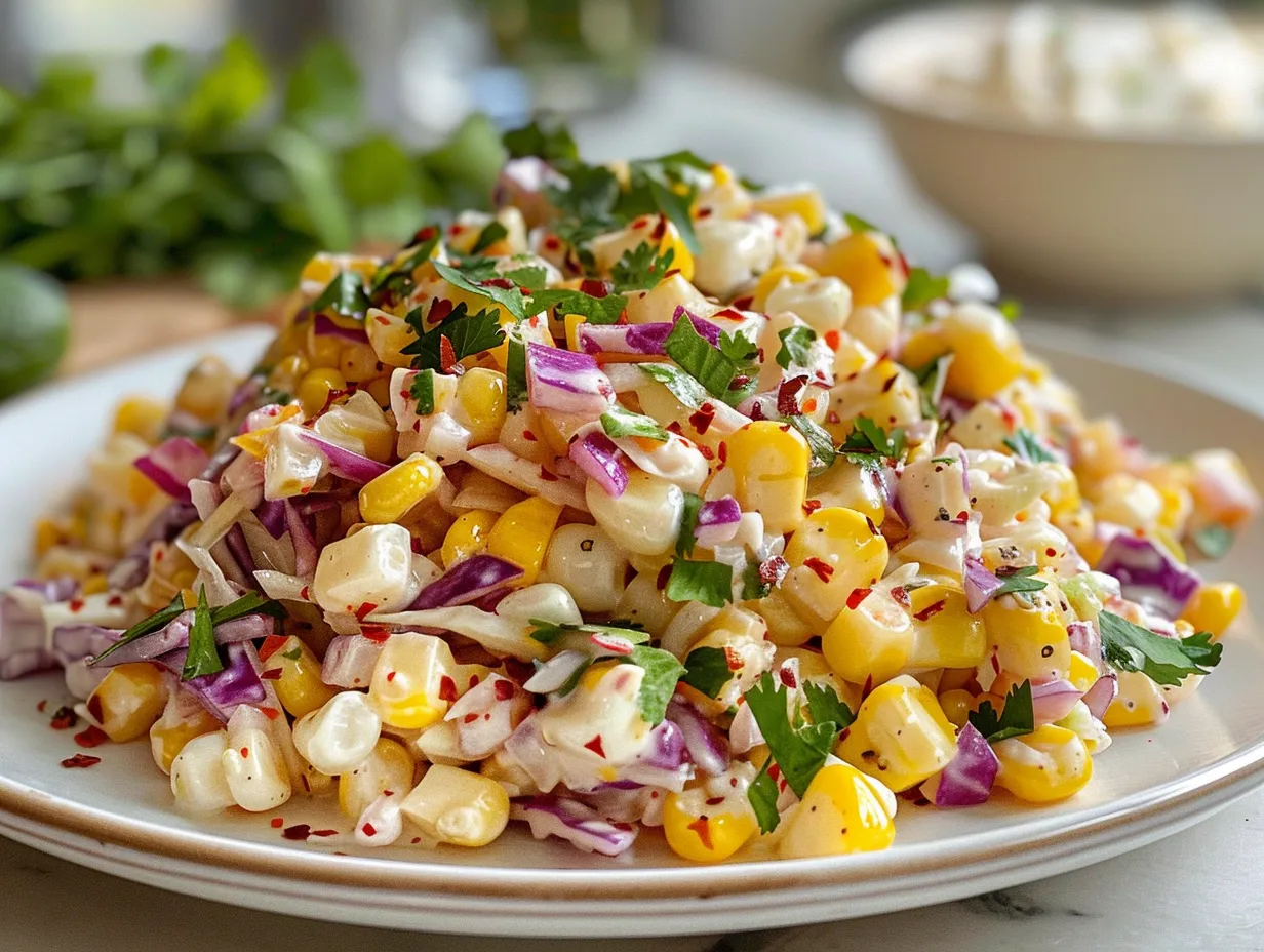 Delicious bowl of homemade Mexican Street Corn Coleslaw.