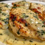 Mozzarella Chicken in Basil Cream Sauce Plated