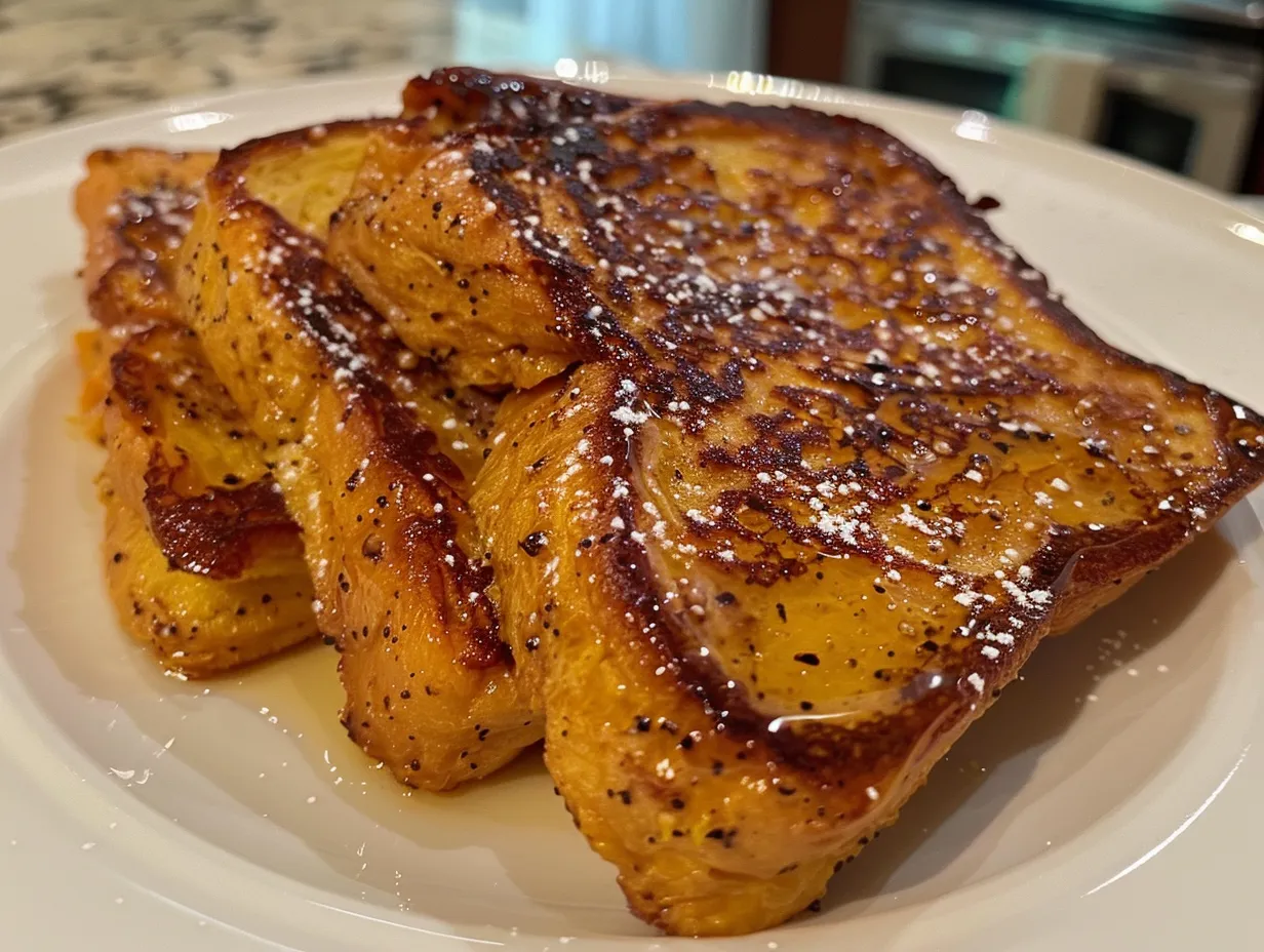 A stack of delicious pumpkin french toast