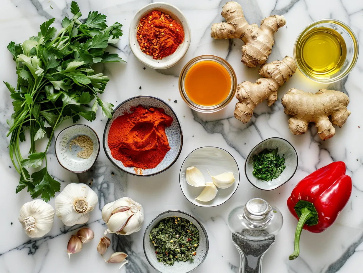 Raw ingredients for homemade Butter Chicken