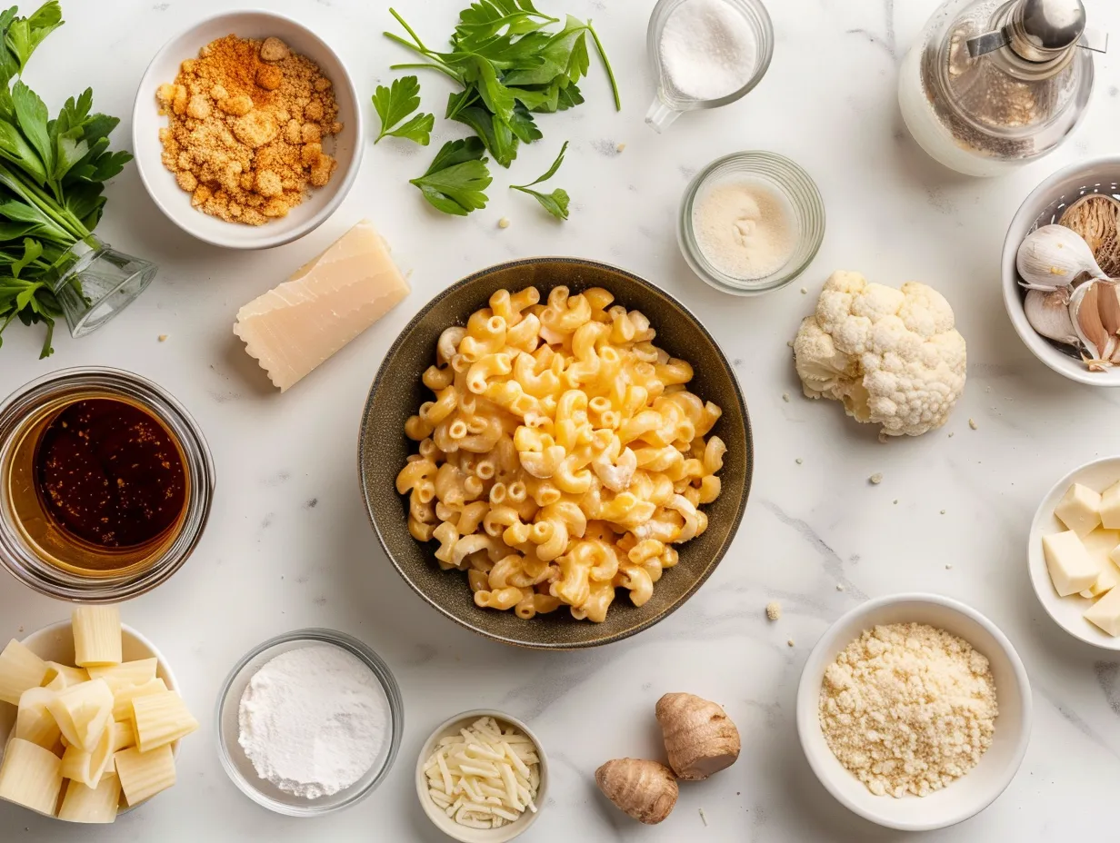Ingredients for Spicy Buffalo Chicken Mac and Cheese