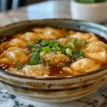 Bowl of Homemade Potsticker Soup