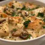Bowl of Parmesan Mushroom Chicken Soup