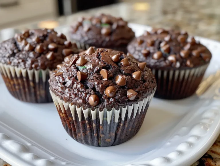 Chocolate Zucchini Muffins Freshly Baked