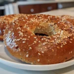 Close-up of a Chewy Protein Bagel