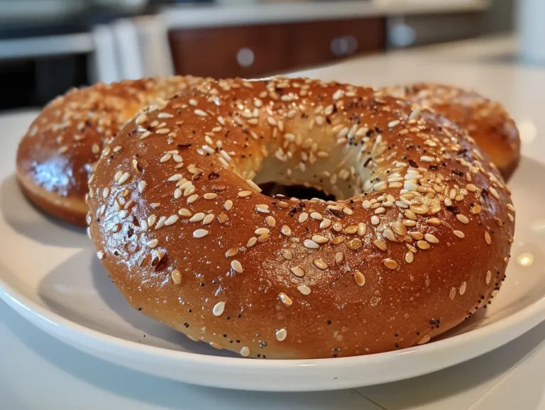 Close-up of a Chewy Protein Bagel