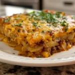 Close-up of Taco Hashbrown Casserole