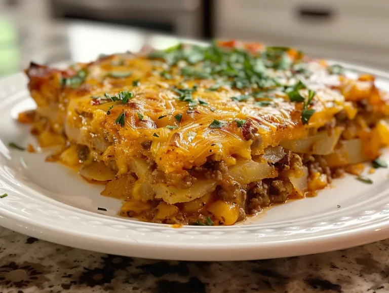 Close-up of Taco Hashbrown Casserole