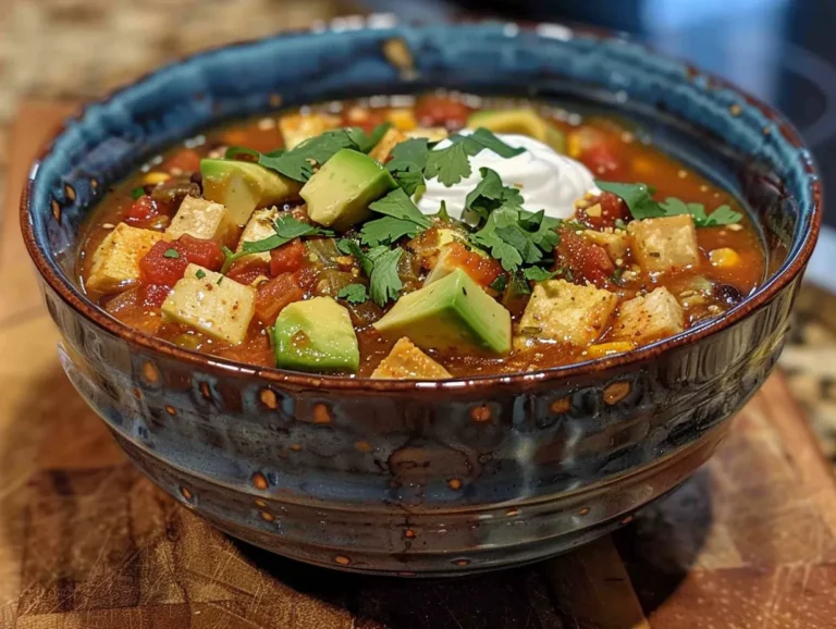 Comforting Bowl of Vegetarian Tortilla Soup
