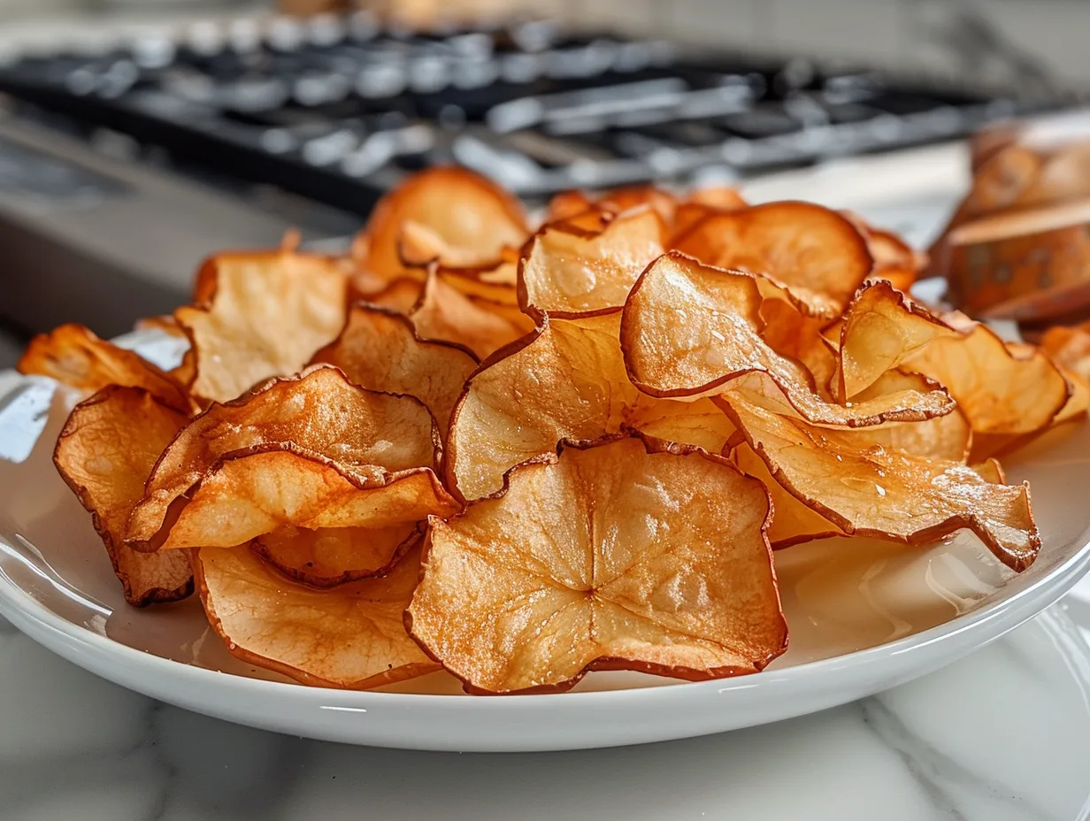 Perfectly crisp apple chips made in an air fryer