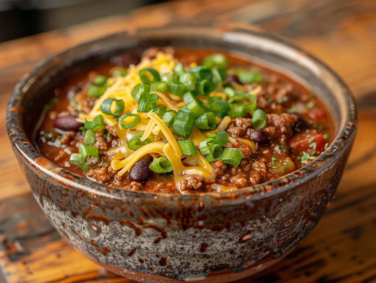 Delicious Crockpot Prime Rib Chili Recipe served in a bowl.