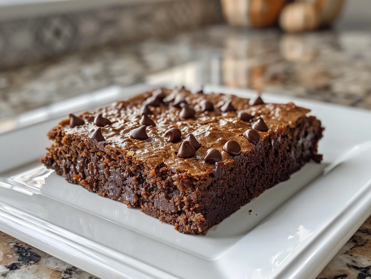 Delicious homemade pumpkin brownies cut into squares