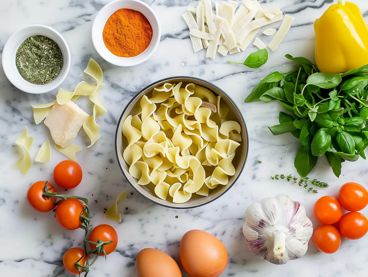 Fresh ingredients for Chicken Noodle Soup