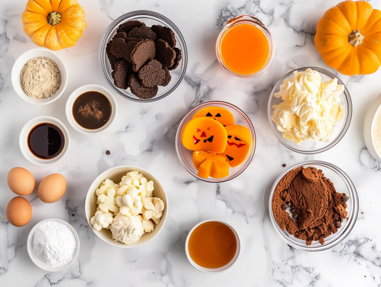 Ingredients for a festive Halloween cookie cake.